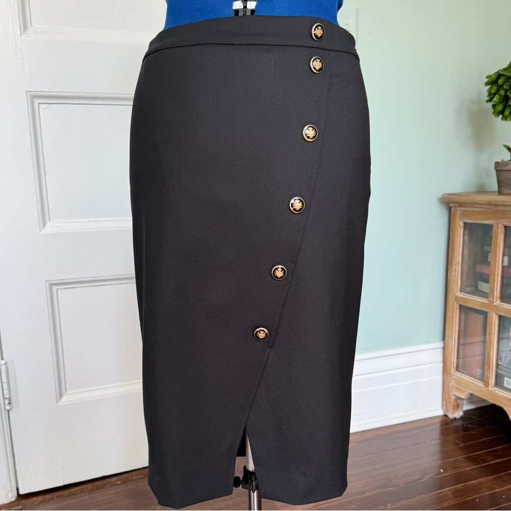 Carlisle Black Pencil Skirt with Buttons